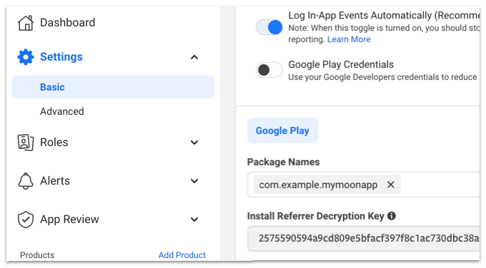 Facebook Install Referrer Decryption Key