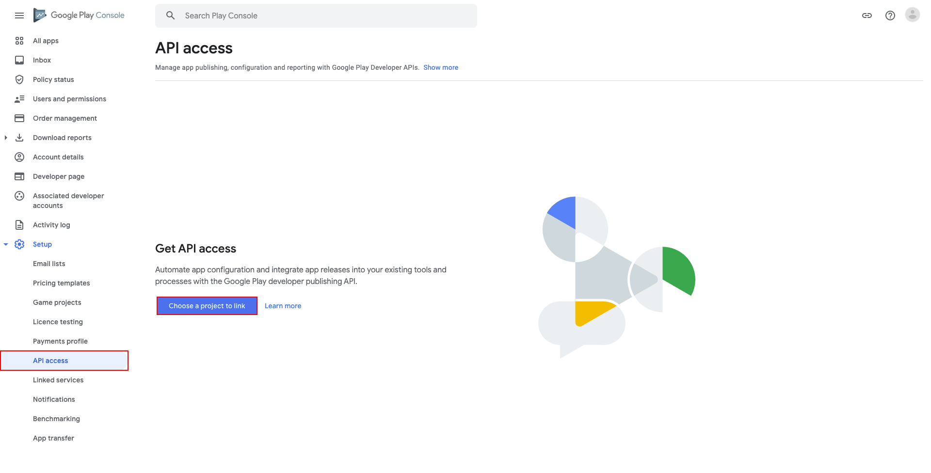 Granting API access to your Play Console account