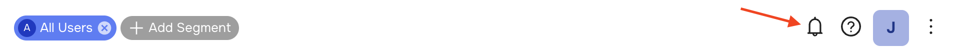Location of the notification bell icon
